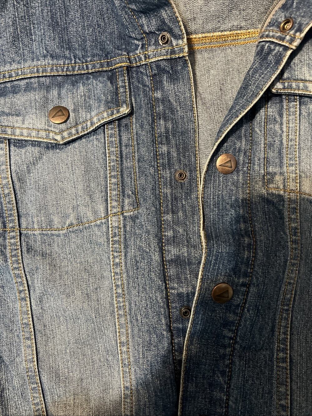 Urban Pipeline Up Jean Jacket Large Medium Wash Snaps Chest Pockets Relaxed 90s - Picture 3 of 9